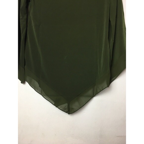 Alfani Blouse Basic Green Olive Size PP Asymmetrical-Sleeves 3/4-Sleeve - Picture 5 of 12
